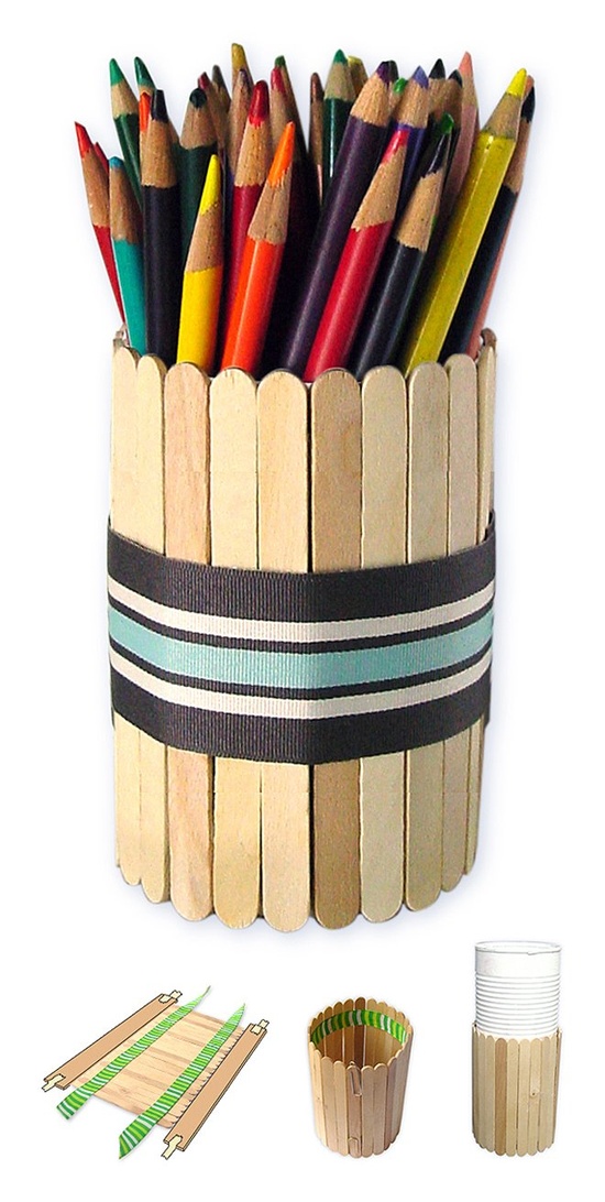Popsicle Stick Pencil Holder Craft Fiesta